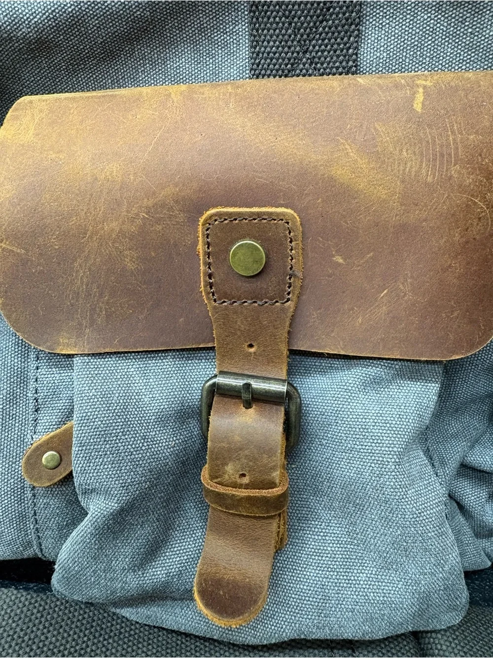 Wowbox Canvas & Leather Men's Messenger Bag - Gray/Brown